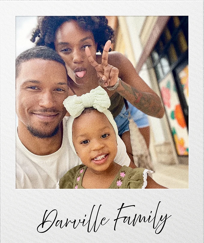 Desmond Darville with his wife and daughter